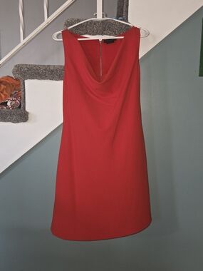 Alice + Olivia Red Cowl Neck Mini Dress